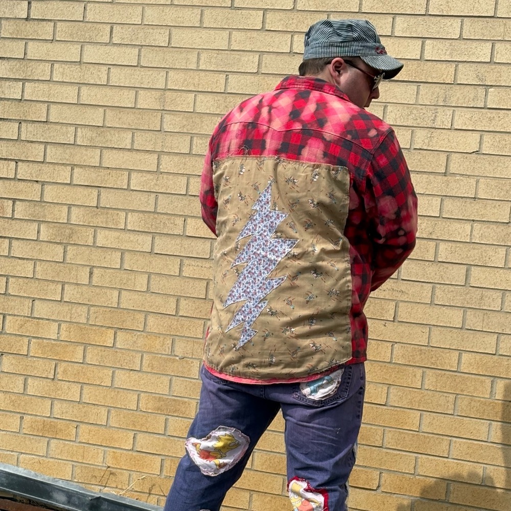 Grateful Dead Upcycled Patchwork Flannel - image 1